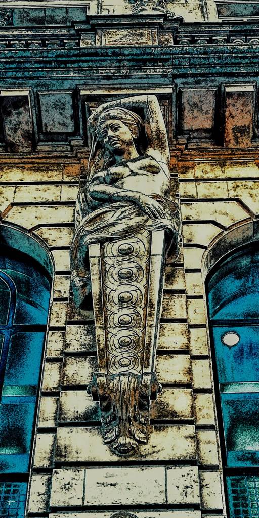 Photo retouchée - Dame collée au Mur